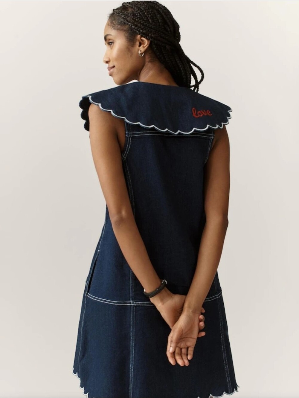 Anthropologie Pilcro Scalloped Denim Buttondown Love Dress MP NWOT Nautical - Picture 4 of 13